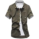 Xenwang Sommer Herren Kurzarm Hemd Slim Fit Hemd Herrenbekleidung Einfarbig Mit Taschen Mode Trendy Pilzmuster 4XL