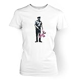 Banksy Damen T-Shirt Poodle Guard Dog, weiß, M