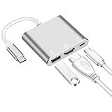 USB C auf HDMI Adapter, Typ C auf 4K HDMI 3-in-1 Multiport-Adapter, USB C auf HDMI Konverter mit USB 3.0 Port und Typ C PD Port kompatibel für MacBook und mehr Typ C Laptop