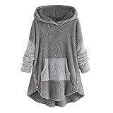 MEIYIKELO Damen Teddyfleece PlüSchjacke Jacke Mit Kapuze GroßE GrößEn Winter Warm Mantel Fleecejacke Full Zip Frauen Wintermantel Winterjacke Langet Pulli Wollmantel Cardigan Windbreaker Coa D