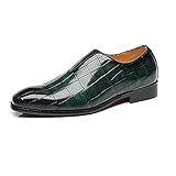 Herren Slip-on Lederschuhe Low-Top Business-Schuhe Hochzeit Derby Mokassins Loafer Formale Große Fahrschuhe,Green-41