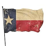 Lewiuzr Flaggen - Flagge von Texas Old Aged Vintage Flags Flagge mit Messing-Ösen - 90 x 150 cm - Wetterfeste Fahnen für Fahnenmast - 100% Poly