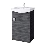Planetmöbel Waschbecken mit Waschbeckenunterschrank/Waschtisch-Unterschrank 45cm Gäste Bad WC (Anthrazit)