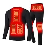 BJ&HH Beheiztes Unterwäsche-Set Lange Slips Mit Fleece-Futter Zur Wintererwärmung, Weicher Base Layer Thermoanzug Für Herren Und Damen,Schwarz,3XL