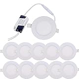 MIWOOHO LED Einbauleuchten Spots 10er Set 6W Warmweiß 3000K LED Panel Rund Einbaustrahler Einbauleuchte Deckenstrahler Deckenleuchte Deckenlampe Einbau Lampe Ultra Flach Sp