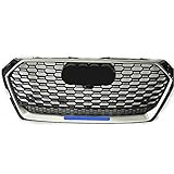 Honeycomb Grill für RS5 Style Front Sport Hex Mesh Schwarz für Audi A5 / S5 B9 2017–2019 Autozubehör, Chrom-Emb