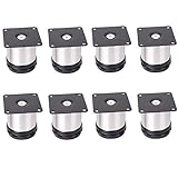 SSyang 8 Stück 50 x 50 mm Verstellbare Möbelfüße,Edelstahl Möbelfuß,Tischbeine Möbelbeine,Sockelfüße Tischfuß Couchfüße Bettfüße,Einstellbare Höhe 0-15 mm,belastbar bis 160 Kg