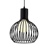 ZAKRLYB Schwarz hängende Beleuchtung for Kücheninsel Retro Industrie-Deckenleuchte - Eisen-Metallleuchter-hängender Lampenschirm Leuchte Drahtkäfig Lampshade Lampenabdeckung E27 for Wohn-E
