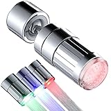 Esufeir Universal-Luftsprudler für Küche, Spray, 3 Farben, LED, 22-24 mm, für Spüle und Waschbecken, 360 Drehgelenk, flexibel, Adapter, Wasserhahn für B