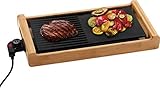 Melissa 16300021 Tischgrill Elektro Teppan Yaki Elektrogrill für Balkon mit 1800 Watt und Bambus Design, elektrischer Grill mit Grillfläche 44 x 23