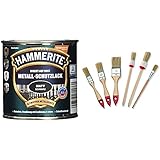 AkzoNobel (DIY HAMMERITE) Metall-Schutzlack Matt Schwarz 0,250 L, 5134931 & Color Expert Pinsel-Set, 6-teilig, helle Borste, 20/25 / 35 mm 82620510