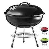 GOODS+GADGETS Micro BBQ Kugelgrill kompakter Reise Holzkohle-Grill Tischgrill Edelstahl emailliert 38cm - Schw