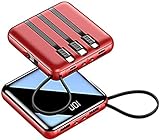 DONGSHUAI 20000Mah Mini-Powerbank Mit Micro-USB-Typ-C-Kabel-Tragbarem Ladegerät, LED-Spiegel-Powerbank-Externer Akkupack Powerbank (Farbe: Blau),R