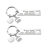Zysta 2 Stück Pärchen Schlüsselanhänger mit Gravur „New Home New Adventures“ Herz Haus Schlüsselbund Neues Zuhause Keychain für Pärchen Hausbesitzer Geschenk