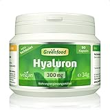 Hyaluron, 300 mg reines Hyaluron (!), extra hochdosiert, vegan, 90 Kapseln - OHNE künstliche Zusätze. Ohne Gentechnik. Veg