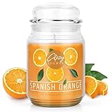 Cozy Lights Große Duftkerze Spanish Orange 625ml - bis 140 Stunden Brenndauer I Duftkerzen im Glas groß mit Deckel, Kerze Süße Orang