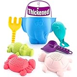 CubicFun Sandspielzeug Set für Kinder und Kleinkinder, Strandspielzeug Enthält Sandschaufel und Eimer, Schildkröte Krokodil Wal Krabben Formen Wasserspielzeug für Badewanne, 7 Stück