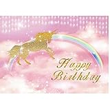 bailingniao Fotohintergrund mit rosa Wolken, Regenbogenfarben, goldenes Portrait, Vinyl-Hintergrund, Happy Birthday, Fotostudio Booth Requisiten, 2,1 x 1,5