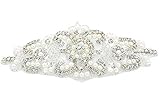 Hochzeitsapplikation Gürtel Kristall Silber-003 Strass Applikation für Braut Brautkleid Diamante Brautgürtel Damen Strassgürtel Mädchen Schärpe Gürtel Braut Schärpe mit B