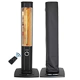 VASNER StandLine 23R Infrarot Standheizstrahler 2300 Watt mit Abdeckhaube – Heizstrahler Terrasse elektrisch, Fernbedienung, Terrassenstrahler Abdeckung, Carbon Infrarotstrahler (Schwarz + AirCape)