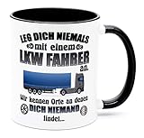 Leg dich niemals mit einem Lkw Fahrer an Kaffeetasse Spruch Becher Geburtstag Geschenke Berufskraftfahrer Trucker Fernfahrer personaliesiert Zubehör Mann Tasse lustig praktisch Geschenkidee Artik