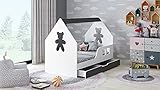 BDW Kinderbett HOUSEBETT MIT SCHUBLADE Graphit Modernes Design mit sicheren Kanten (5, 140x70)