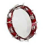 skrskr 10-Zoll-Hand-Tamburin-Tamburin-Trommelset mit Zwei Reihen Percussion-Instrument Musikalisches Spielzeuginstrument für kirchliche Darbietungen Kinder Erwachsene mit Stimmschlüssel R