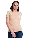 Evoni Kurzarmshirt mit Rundhals Baumwolle beige XXL