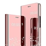 Karomenic Spiegel Hülle kompatibel mit Samsung Galaxy Note 3 Überzug PU Leder Mirror Case Flip Schutzhülle Brieftasche Cool Männer Mädchen Slim Clear Handyhülle Tasche Ständer Etui,Rotg