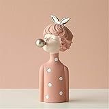 DGRTY Deko Statue, Moden Wunderschöne Mädchen Harz Kunst Statue Geschenk Fairy Accessori Dekoration Tischtisch Figuren Mode Stil Skulptur Ornamente Deco Ornamente (Farbe : Small Pink)