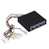 VBESTLIFE 4-Kanal-Computer-Lüfter, Drehzahl- und Temperaturregler, zur Wärmereduzierung, für PC-Desktop, mit blauer LED