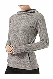 HMILES Damen UPF Running Pullover Hoodie Weiblich Langarm Outdoor Sport Cowl Neck T-Shirts mit Daumenlöchern und Reißverschlusstaschen Grau S