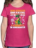 Kindergarten Geschenk Outfit - Meine Schwester kommt in die Schule! Jetzt Bin ich der Chef im Kindergarten - weiß/orange - 164 (14/15 Jahre) - Fuchsia - 6 Jahre t-Shirt Einschulung - F131K - M