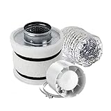 GrowPRO Lüftungsset Midi 185 m3/h, 125mm Aktivkohlefilter AKF Grow Lüftungsset Abluftset Lü