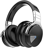 Tapela E7 Active Noise Cancelling Kopfhörer Wireless Kopfhörer Bluetooth Kopfhörer mit Mikrofon Deep Bass Over Ear, Soft Protein Ohrpolster, 30 Stunden Spielzeit für Reisen/Arbeit, Schw