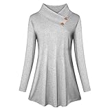 BAOBU Damen Langarm Pullover Gestrickter Einfarbiger Pullover Lose V-Ausschnitt Sweatshirt Fledermaus Baggy Pullover Lässige Bluse Pullover Stricken Winter Warmer Pullover Rollkragen Wrap