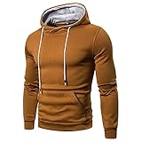 Herren-Pullover mit Kapuze, einfarbig, locker, groß, mit Kapuze, khaki, M