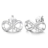 Unendlichkeit Ohrringe 925 Sterling Silber Ohrstecker Für immer Liebe Akzent Modeschmuck für Frauen Mädchen mit Geschenkbox