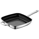 WMF Durado Grillpfanne Induktion gerillt 28x28 cm, Cromargan Edelstahl beschichtet, Keramikbeschichtung, back