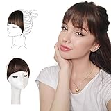 FESHFEN Clip in Bangs 100% Remy Echthaar One Piece Clip in Pony Fringe Bang Extension Verlängerung natürliche Haarteil für Frauen und Mädchen, 12g