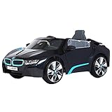 ROLLPLAY Premium Elektrofahrzeug mit Fernsteuerung und Rückwärtsgang, Für Kinder ab 3 Jahren, Bis max. 35 kg, 12-Volt-Akku, Bis zu 4 km/h, BMW i8 Concept Spyder, Schw