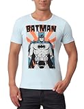 T-Shirt Batman - Poster - DC-Comics - Original Rundhals T-Shirt von TRAKTOR® - hellblau - Lizenziertes Originaldesign Blau - Chalk Blue XS