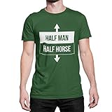 Witziges Statement Herren T-Shirt Half Men Half Horse Tshirt Kurzarm Oberteil für Männer Funshirt aus Baumwolle Regular Fit Schwarz Weiß S-XXXXXL… (Bottle Green Druck Weiß, XXXL)