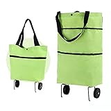YBYWL Einkaufstrolley klappbar auf Rädern, Einkaufswagen-Tasche Einkaufstasche mit Rollen Einkaufstrolleys für den Supermarkt multifunktional Einkaufstrolley mit 2 Rollen(Color:Grün)