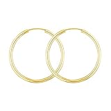 Echt Gold Creolen 30 mm 585 aus Gelbgold, Damen Ohrringe Gold mit Stempel, Breite 2 mm, Gewicht ca. 1,2 g, Made in Germany