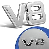 V8 Emblem Zeichen Chrom Schriftzug 3D Logo Auto Aufkleber Tuning Sticker M