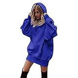 DUDUYA Damen Pullover Kleid Hoodie Einfarbig Kapuzenpullover Langarmshirt Jacke Herbst Winter Casual Mantel Weiche Gemütliche Outw