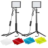 Neewer 2er-Pack dimmbares 5600K USB-LED-Videolicht mit verstellbarem Stativ und Farbfiltern für Tisch- / Kleinwinkelaufnahmen, Zoom-/Videokonferenzbeleuchtung/Spielestreaming/YouTube-Videofotog