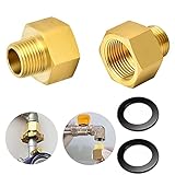 2 Stücke Gas Adapter,Gasschlauch Verbinder,1/2' Zoll IG x 1/4' Zoll AG,1/2' Rechts Innengewinde auf 1/4' Links Aussengewinde,aus Messing Gasherd Adapter Set,Adapter G