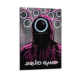 JJAA Squid Game Poster Pink Soldaten Leinwand Kunst an den Wänden des Schlaf- und Wohnzimmers Leinwand Wandkunst Gemälde Moderne Heimdekoration (30 x 45 cm)